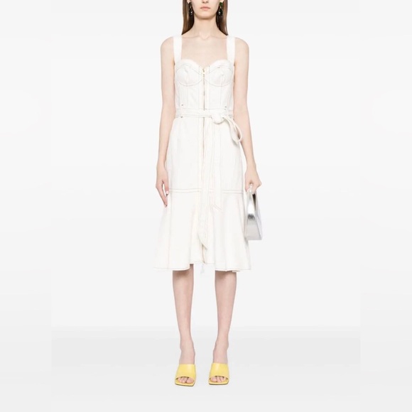 NWT MARCHESA Embelia Denim Corset-Style Midi Dress - Picture 2 of 16